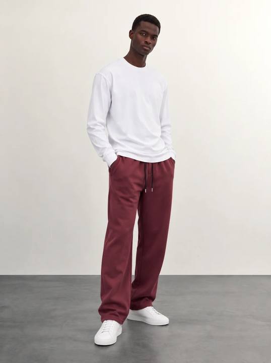 BURGUNDY RELAXED-FIT DRAWSTRING SWEATPANTS W27N