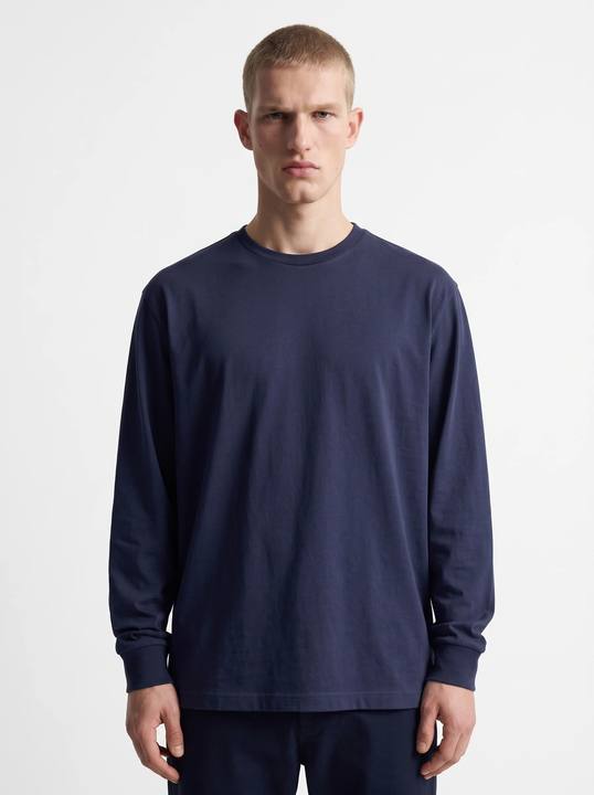 NAVY BASIC LONG-SLEEVE CREW-NECK T-SHIRT W27N