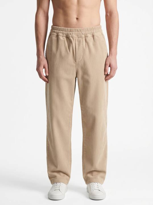 BEIGE CORDUROY STRAIGHT-FIT PANTS W27N
