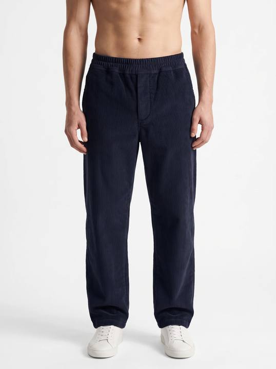 NAVY CORDUROY STRAIGHT-FIT PANTS W27N
