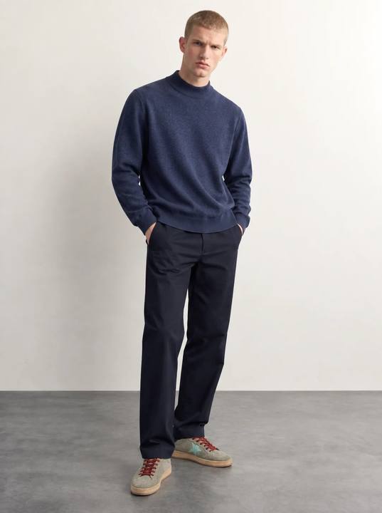 NAVY TEXTURED MOCK-NECK KNIT W27N