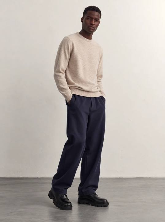 ECRU MELANGE CREW-NECK KNIT W27N