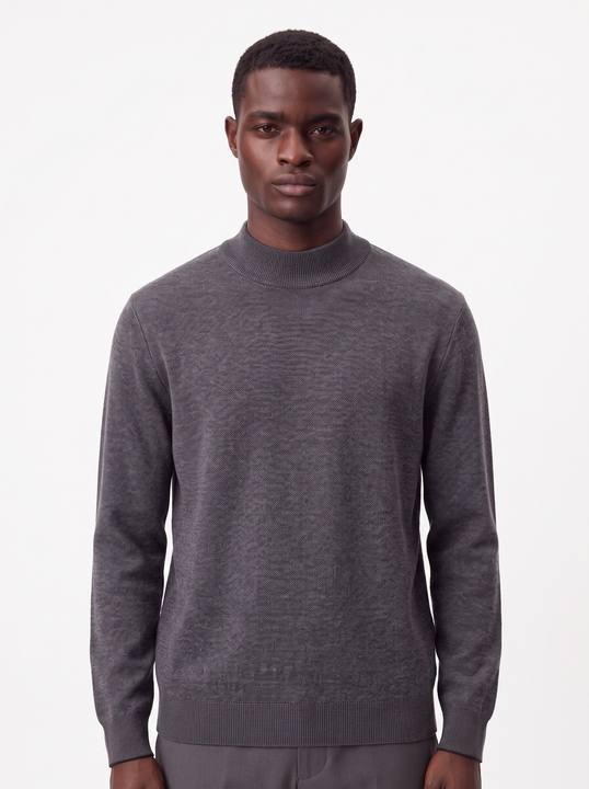 CHARCOAL MOCK-NECK KNIT W27N