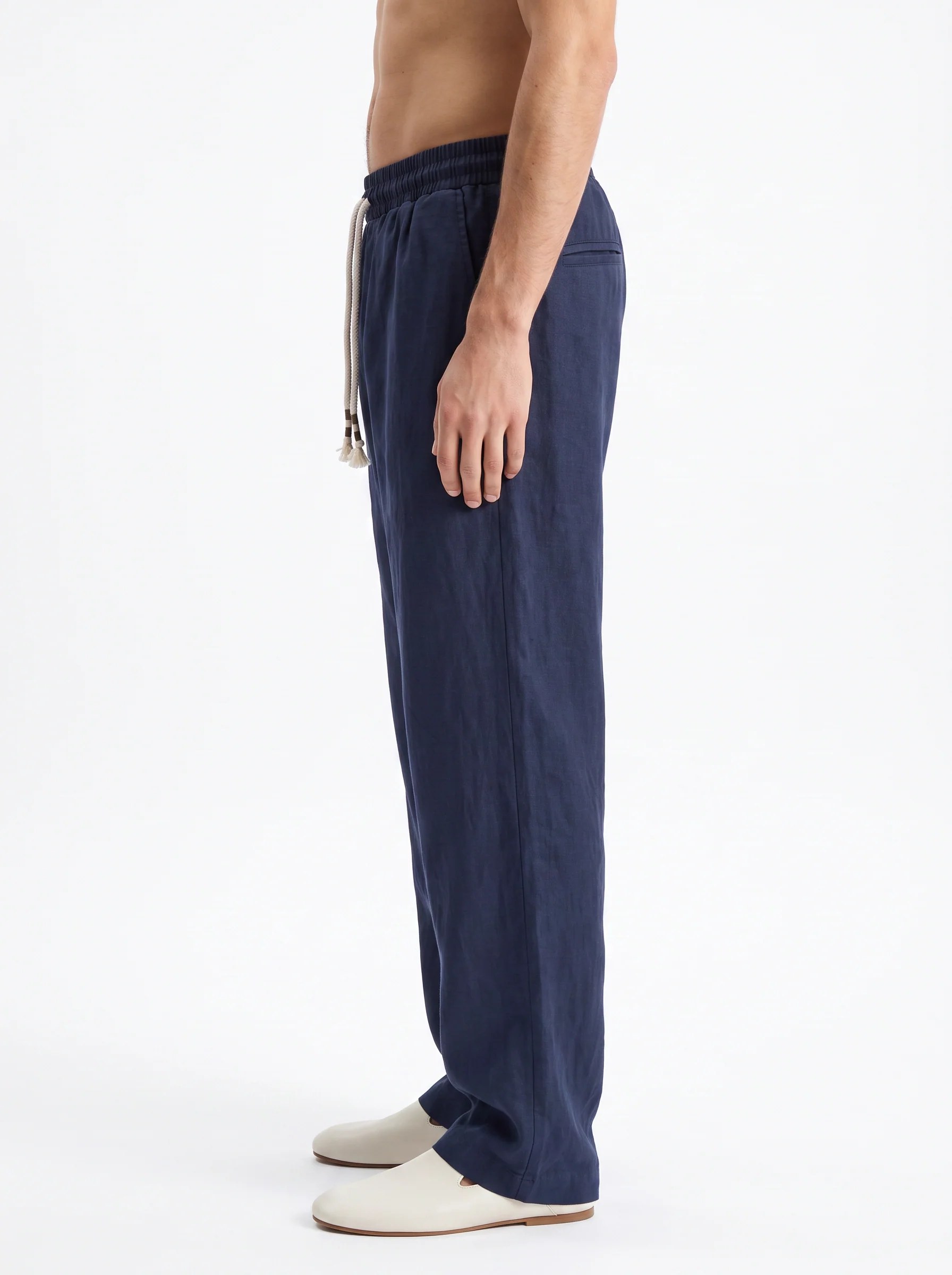 MIDNIGHT NAVY STRAIGHT FIT LINEN-COTTON PANTS S27