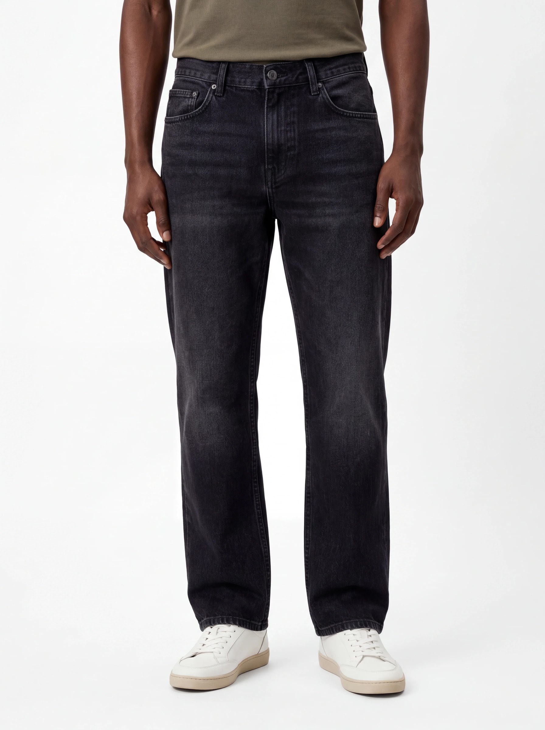 WASHED BLACK STRAIGHT LEG DENIM JEANS W27N