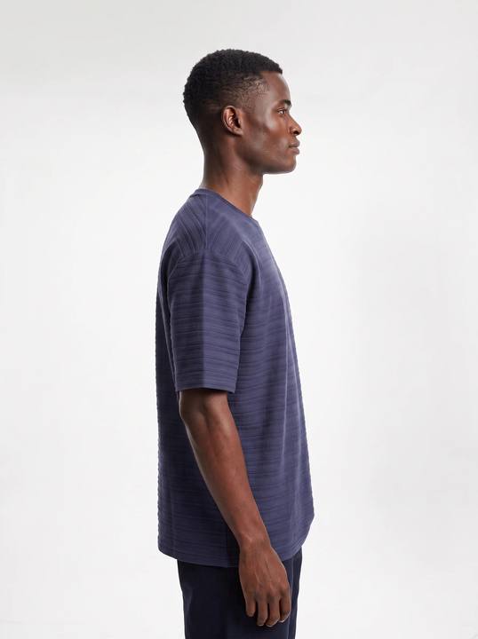 MIDNIGHT NAVY TONAL HORIZONTAL STRIPE OVERSIZED T-SHIRT S27