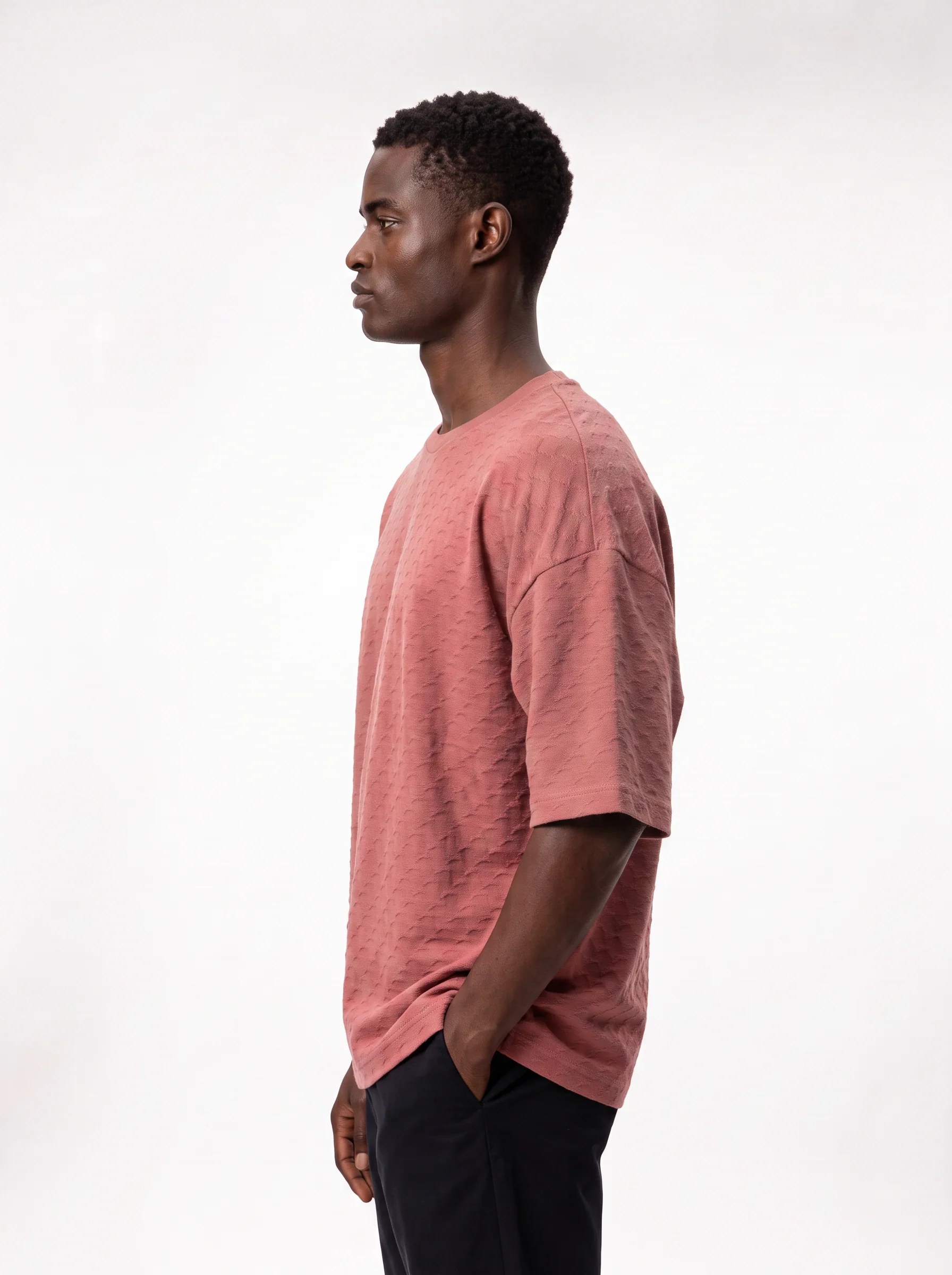 DUSTY ROSE TONAL TEXTURED OVERSIZED T-SHIRT S27