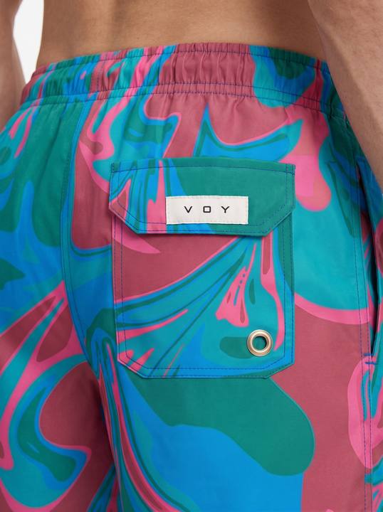 VIBRANT MARBLE SWIRL PRINT SWIM TRUNK S27