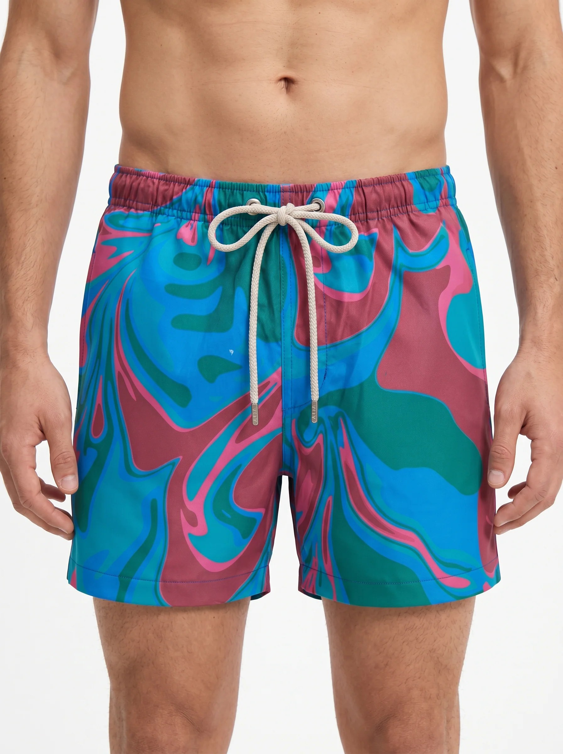 VIBRANT MARBLE SWIRL PRINT SWIM TRUNK S27