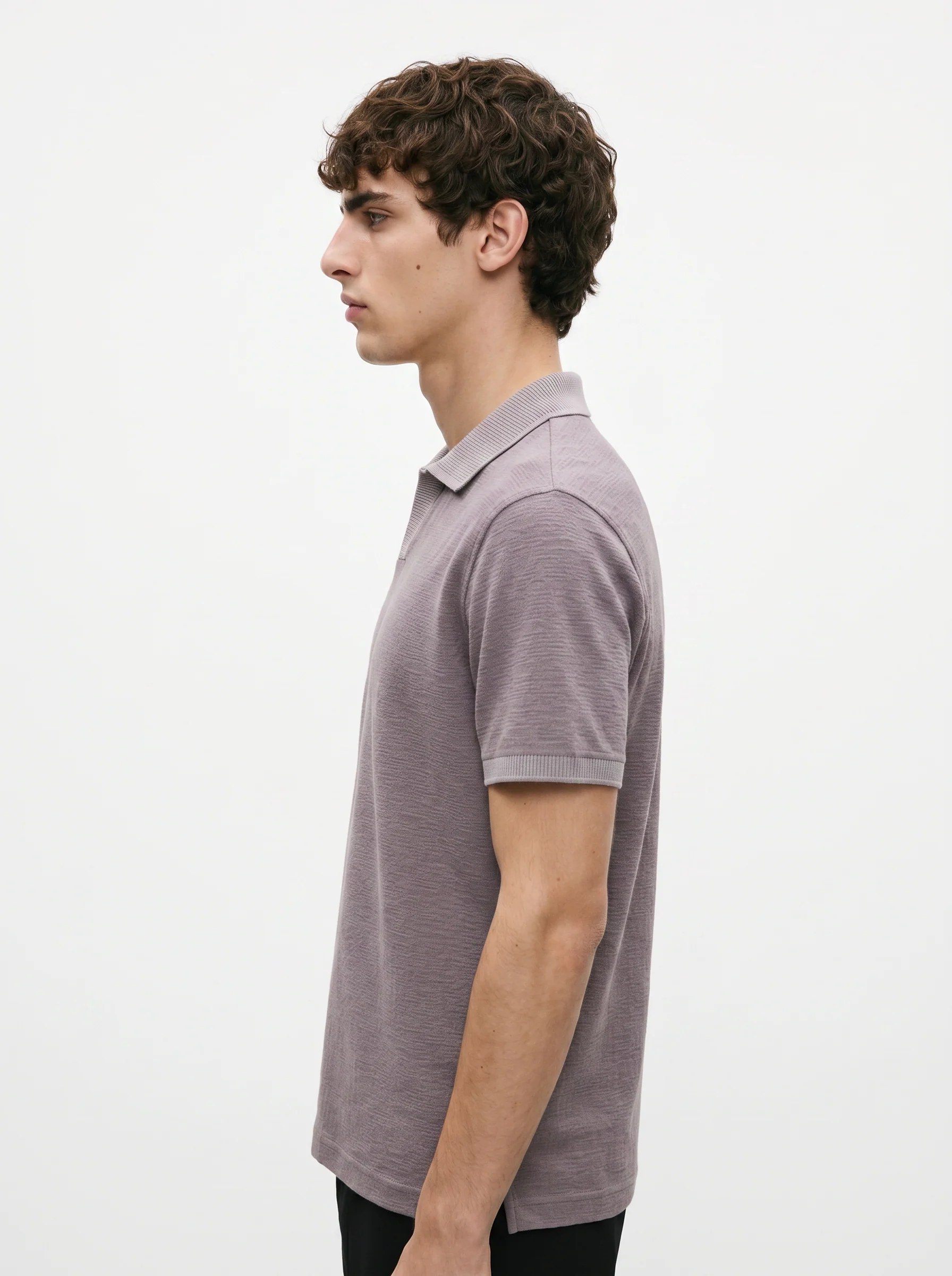 STONE TAUPE DRAB TONAL OPEN-COLLAR POLO S27
