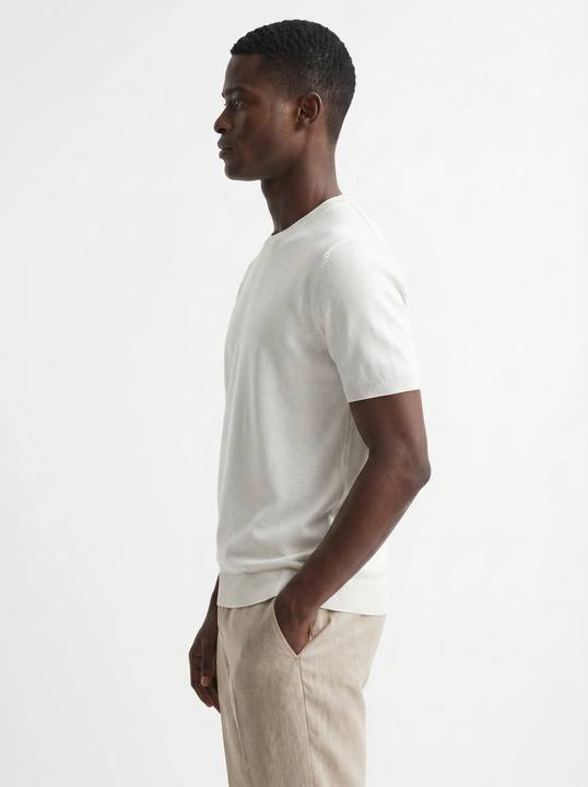IVORY FINE-KNIT CREWNECK KNIT T-SHIRT S27