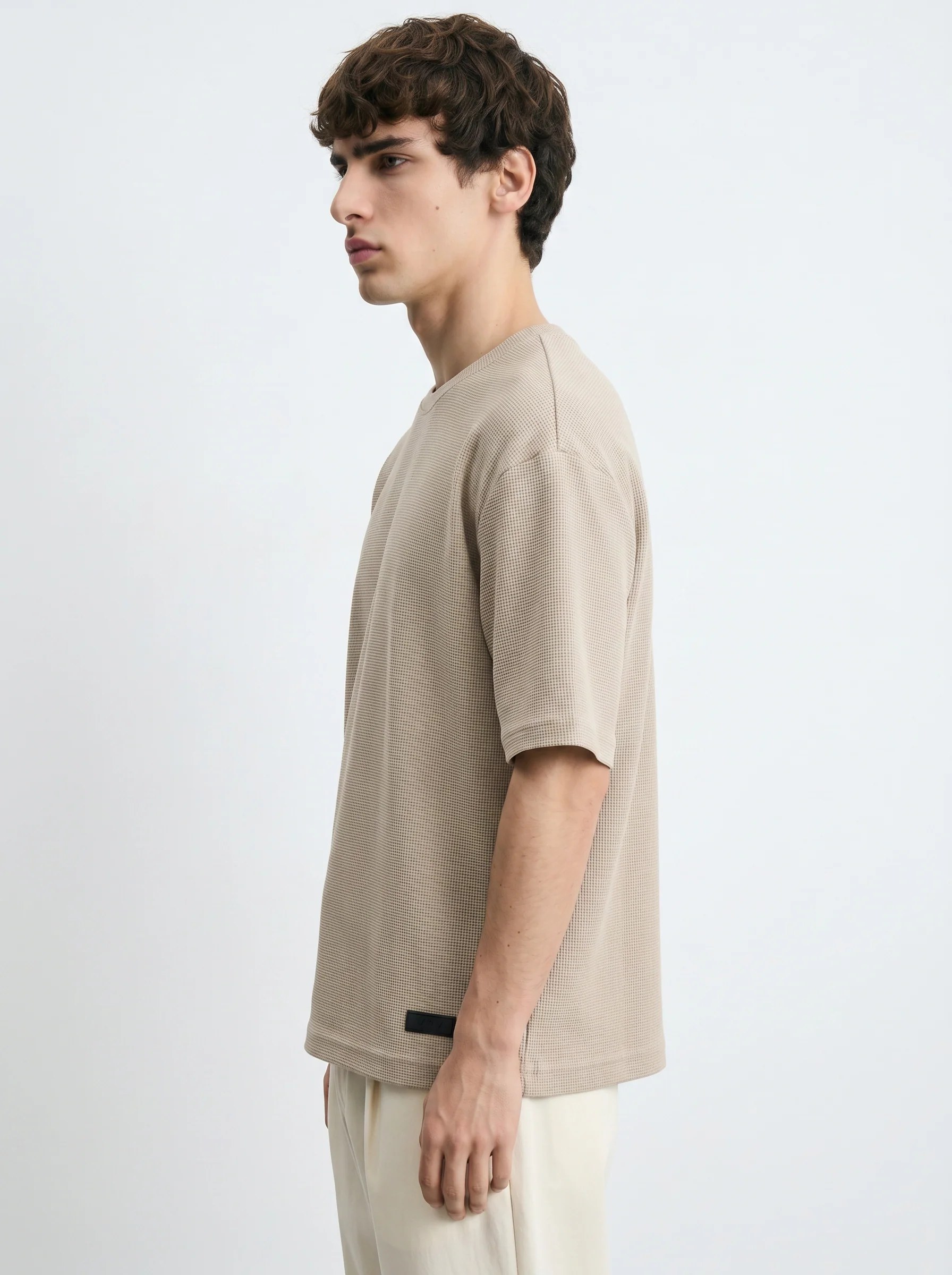 SAND WAFFLE TEXTURED OVERSIZED T-SHIRT S27