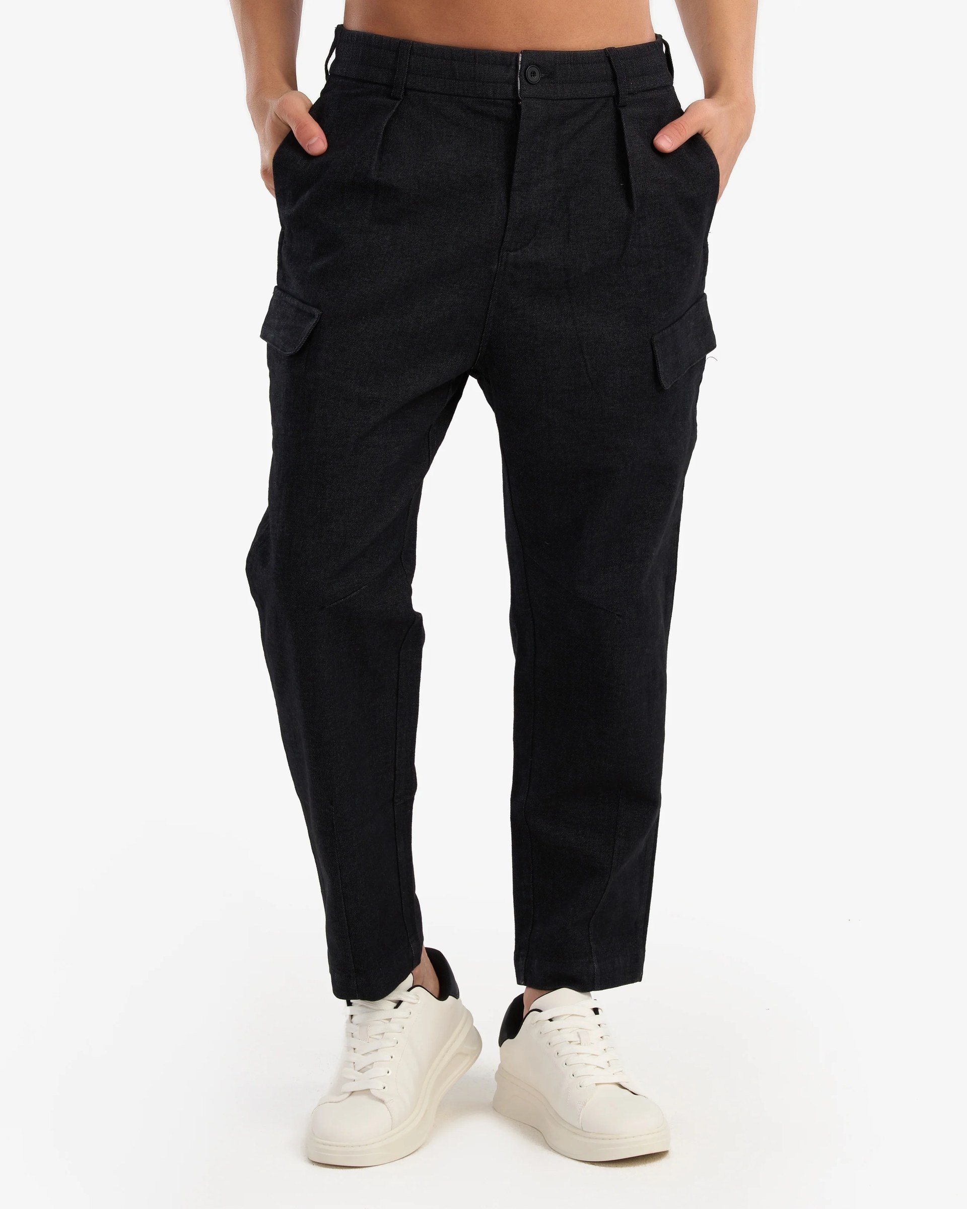 BLACK  SLIM-FIT CARGO TROUSER W26