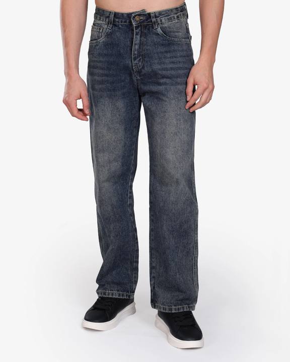 DARK BLUE WIDE LEG JEANS TROUSER W26