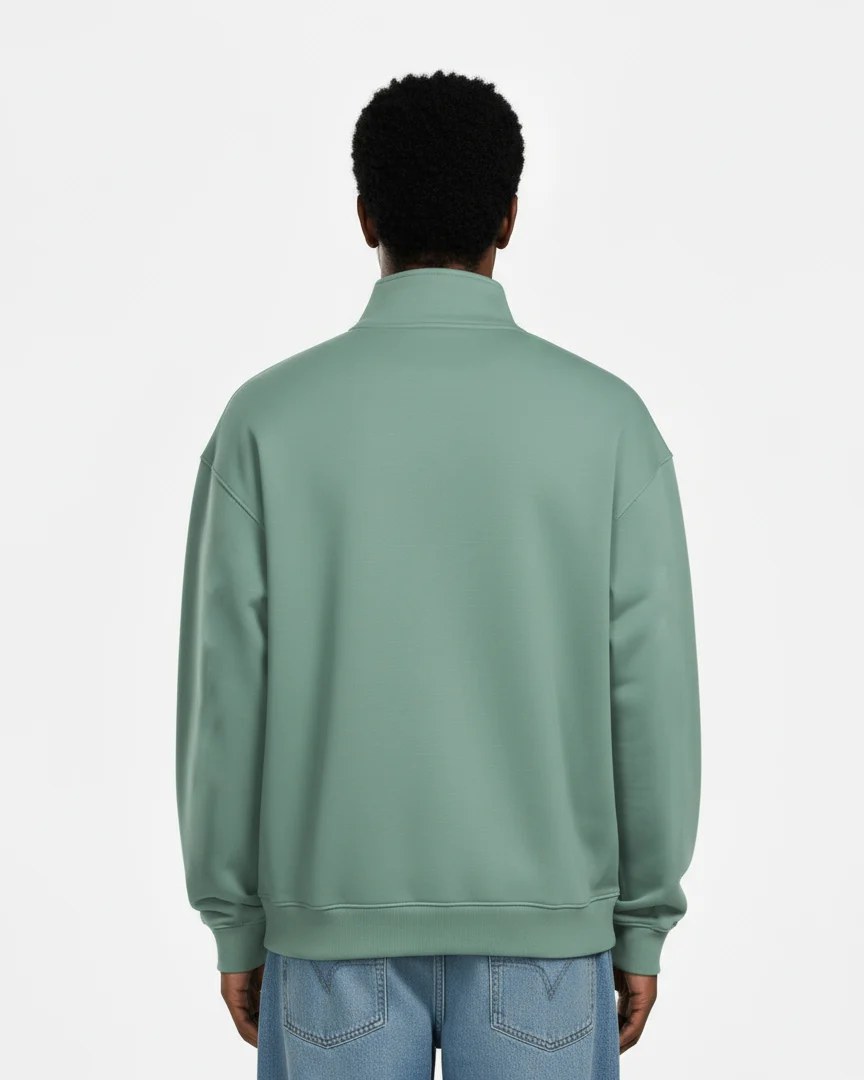 SAGE GREEN OVERSIZED QUARTER-ZIP SWEATSHIRT W26
