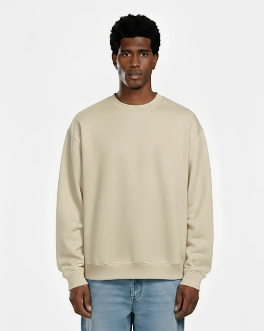 CREAMY UNISEX OVERSIZED CREWNECK SWEATSHIRT W26