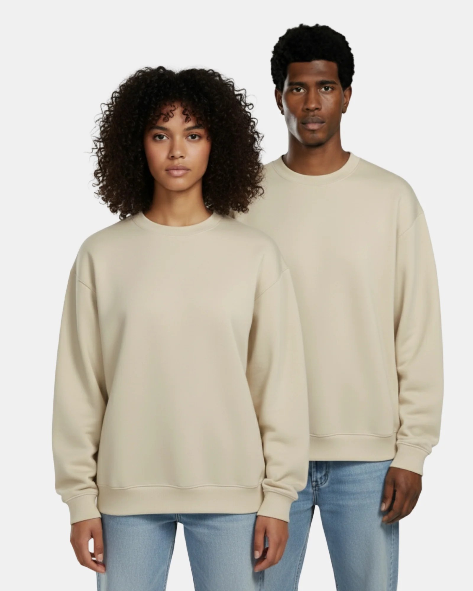 CREAMY UNISEX OVERSIZED CREWNECK SWEATSHIRT W26