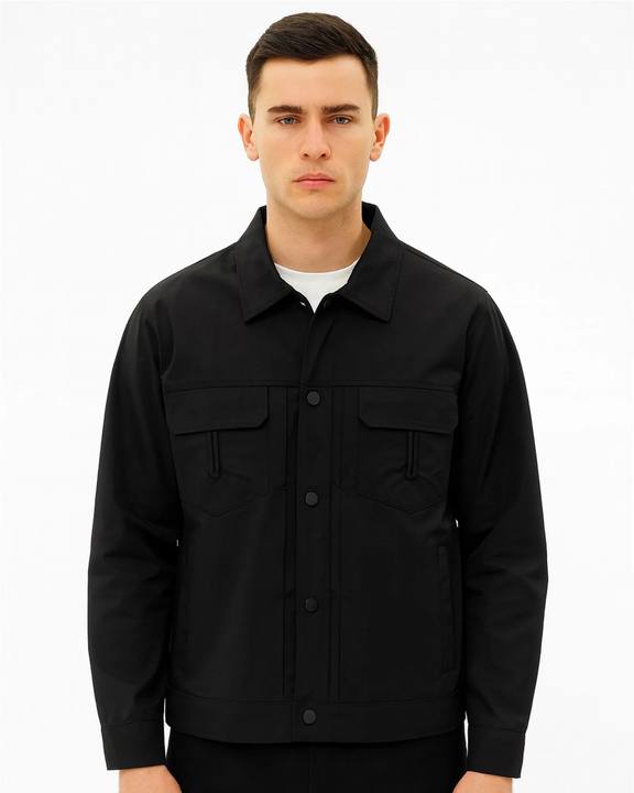 BLACK STRUCTURED FIELD OVERSHIRT W26