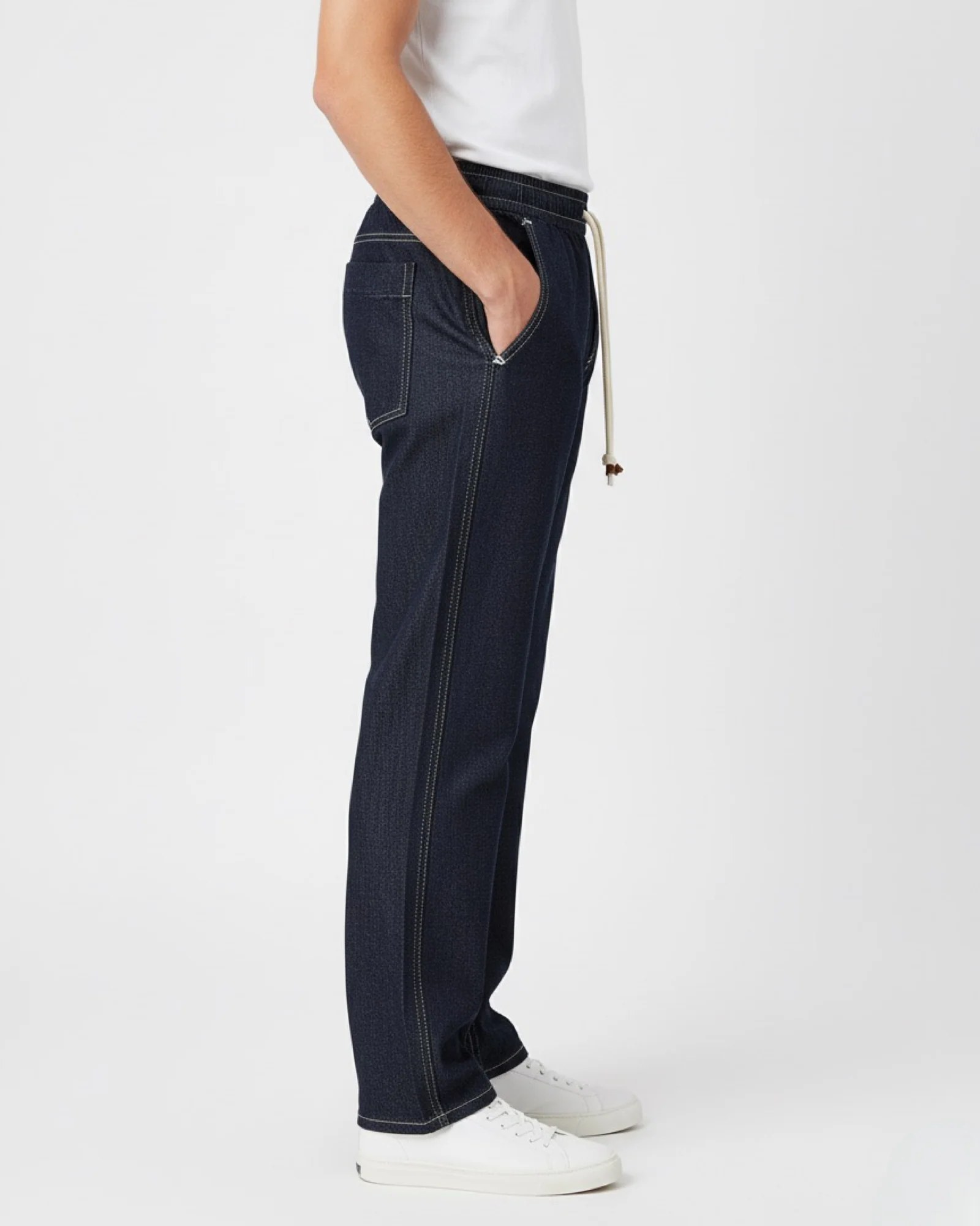 DARK INDIGO WIDE-LEG DRAWSTRING JEANS W26