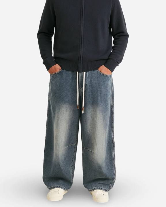 LIGHT FADE WIDE-LEG DENIM TROUSERS W26