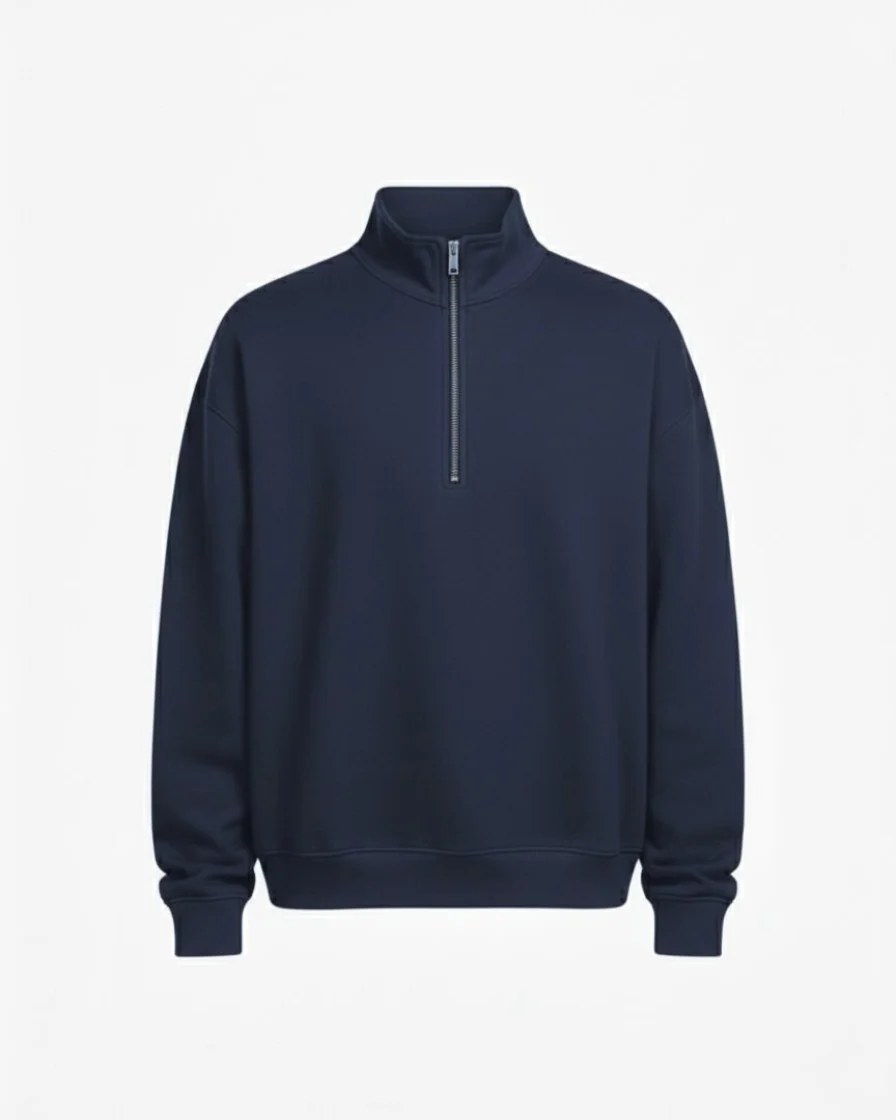 NAVY OVERSIZED QUARTER-ZIP SWEATSHIRT W26