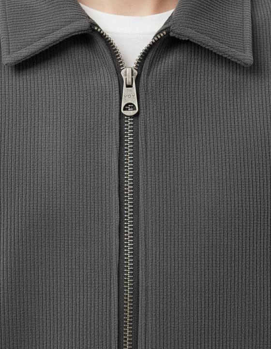 CHARCOAL CORDUROY ZIP-UP OVERSHIRT W26
