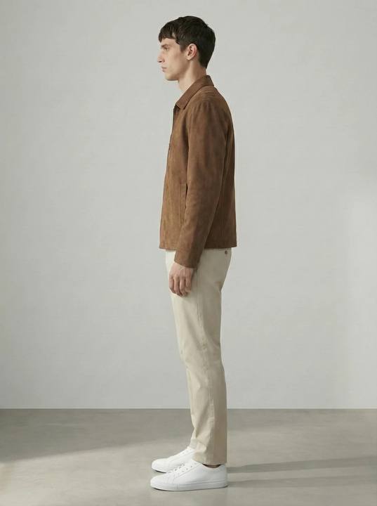 TOBACCO BROWN SUEDE-TOUCH ZIP OVERSHIRT W26