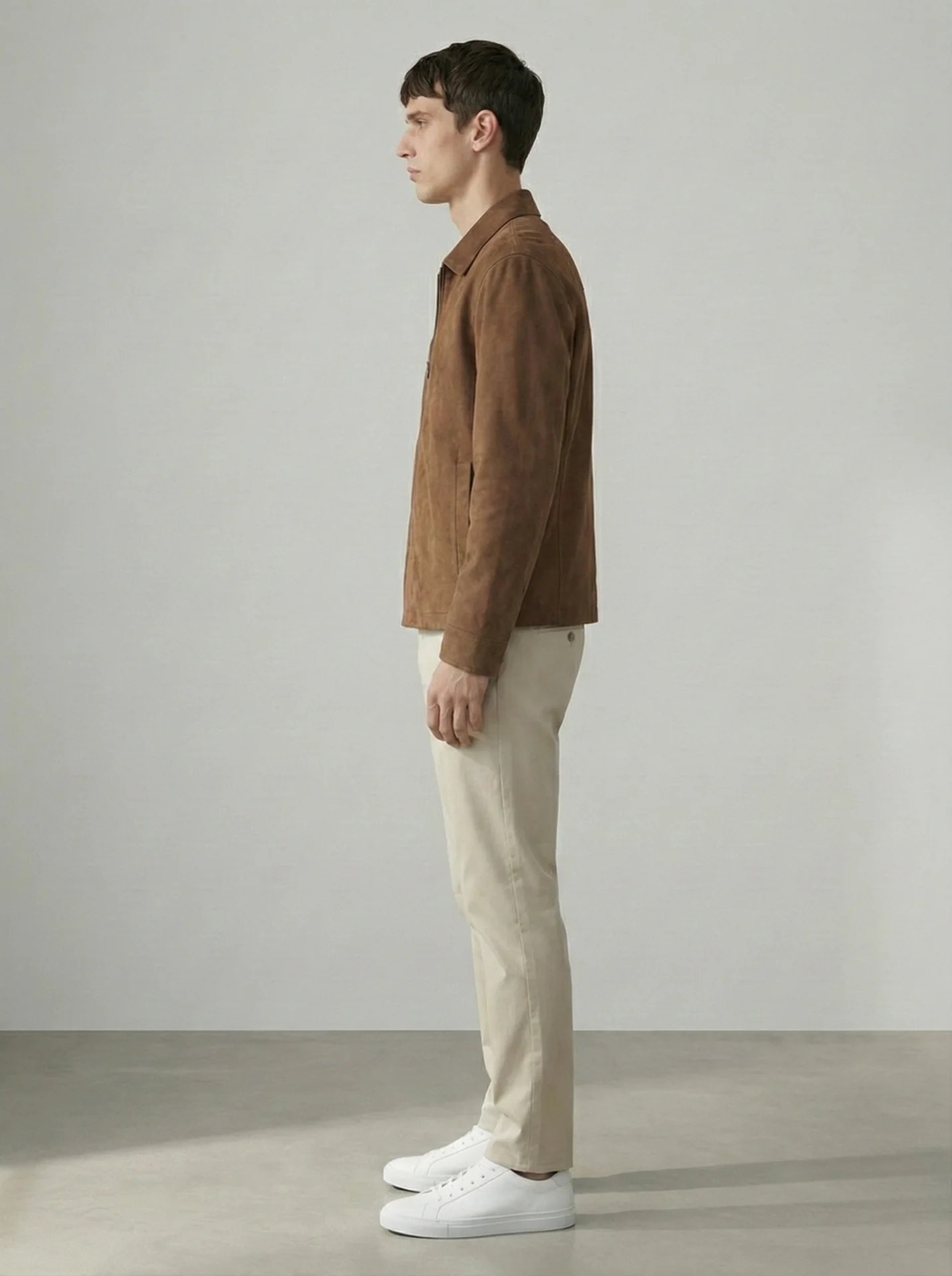 TOBACCO BROWN SUEDE-TOUCH ZIP OVERSHIRT W26