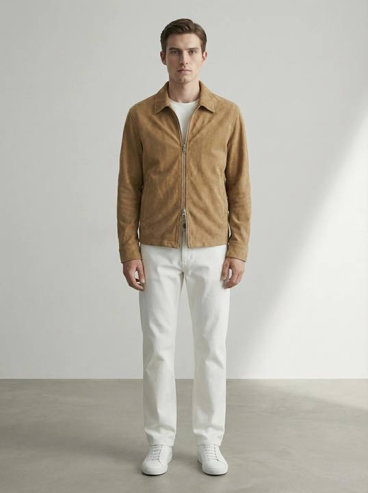 WARM CAMEL SUEDE-TOUCH ZIP OVERSHIRT W26