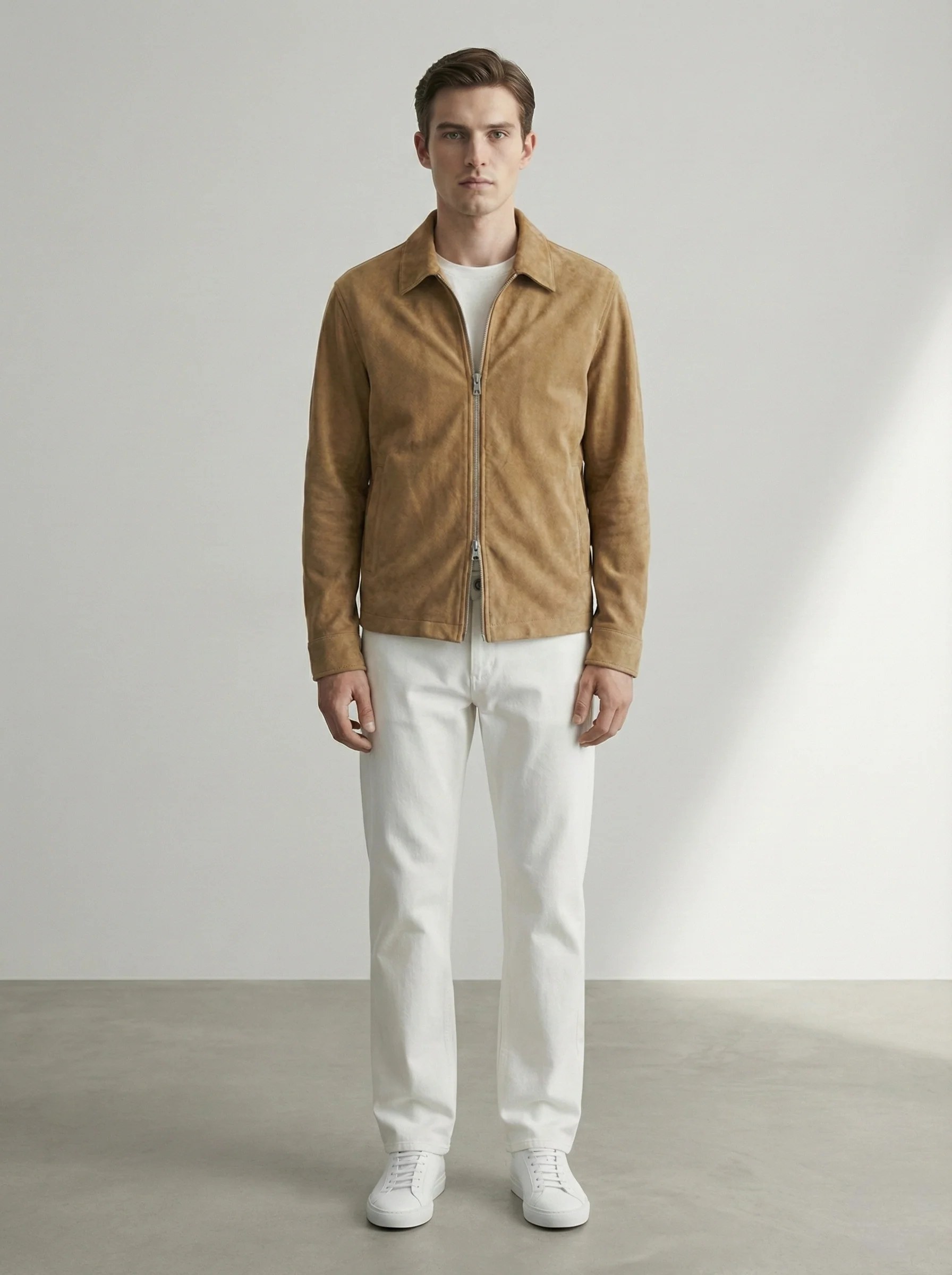 WARM CAMEL SUEDE-TOUCH ZIP OVERSHIRT W26