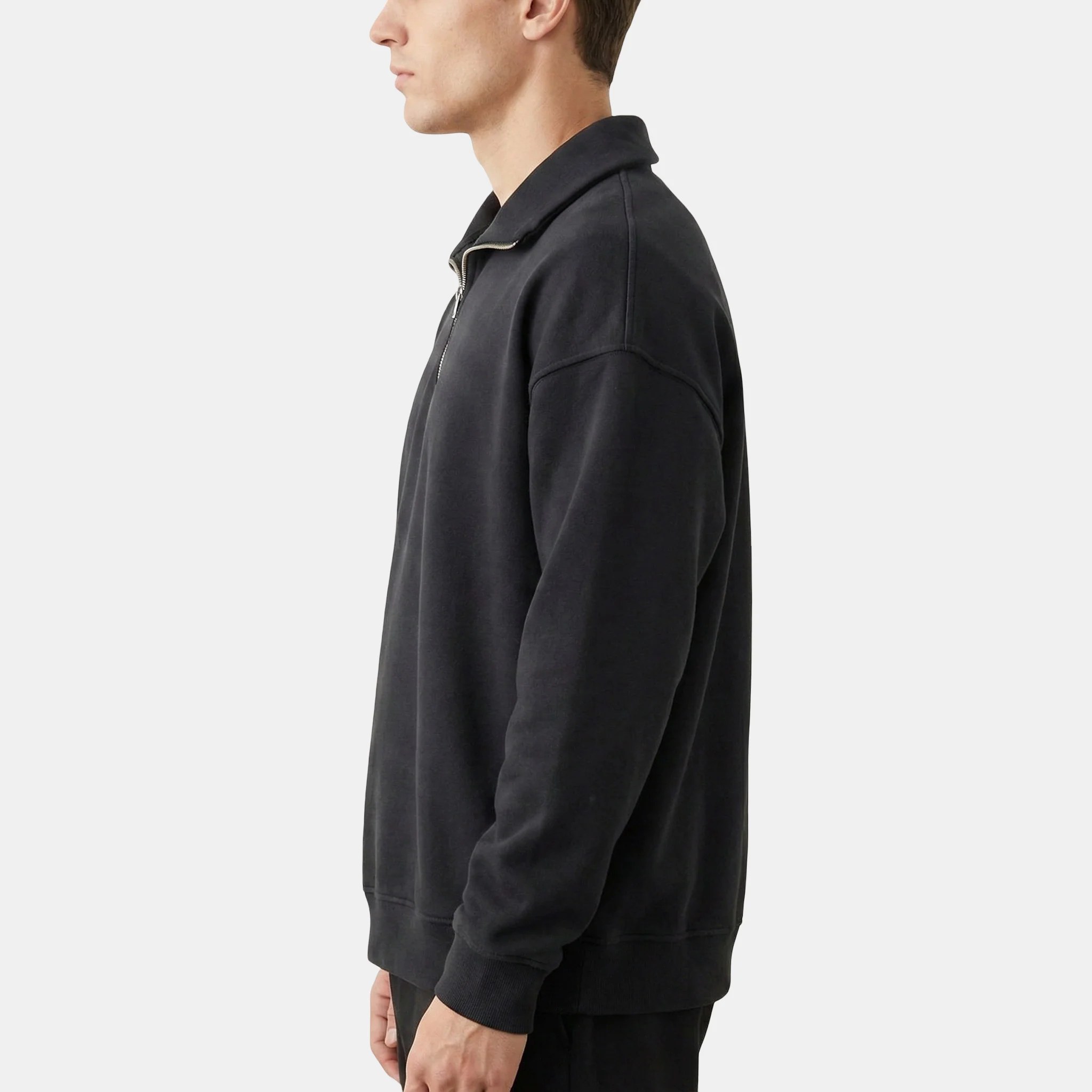 BLACK OVERSIZED QUARTER-ZIP SWEATSHIRT W26