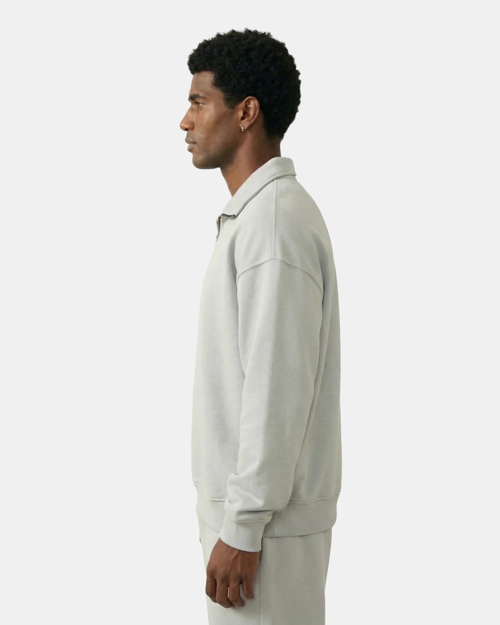 PALE GREIGE OVERSIZED QUARTER-ZIP SWEATSHIRT W26