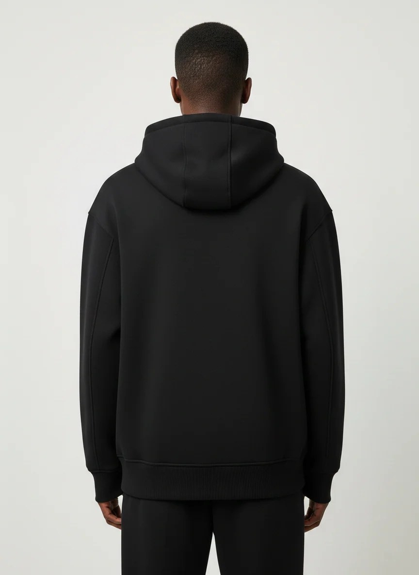 BLACK DOUBLE-ZIP CARGO OVERSIZED HOODIE W26
