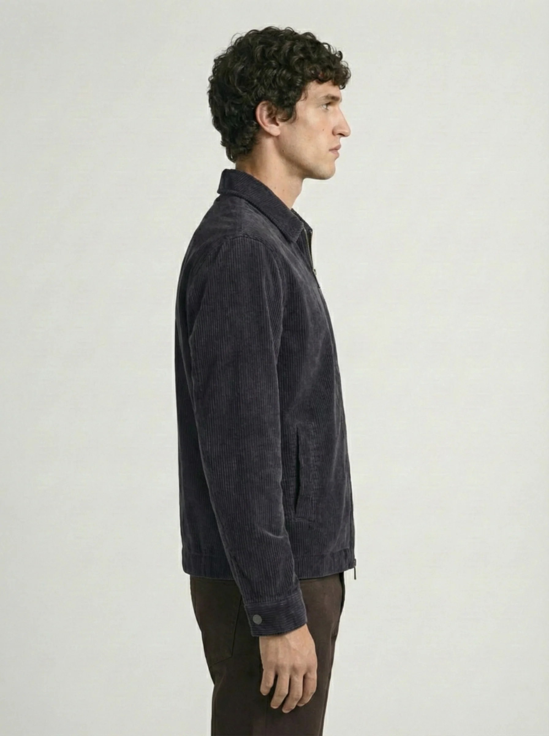 BLACK VELVET TOUCH CORDUROY ZIP W26