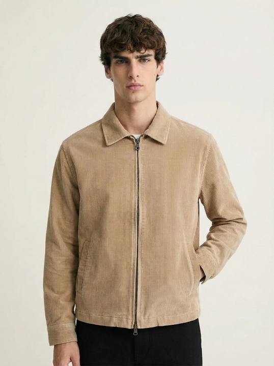 BEIGE VELVET TOUCH CORDUROY ZIP W26