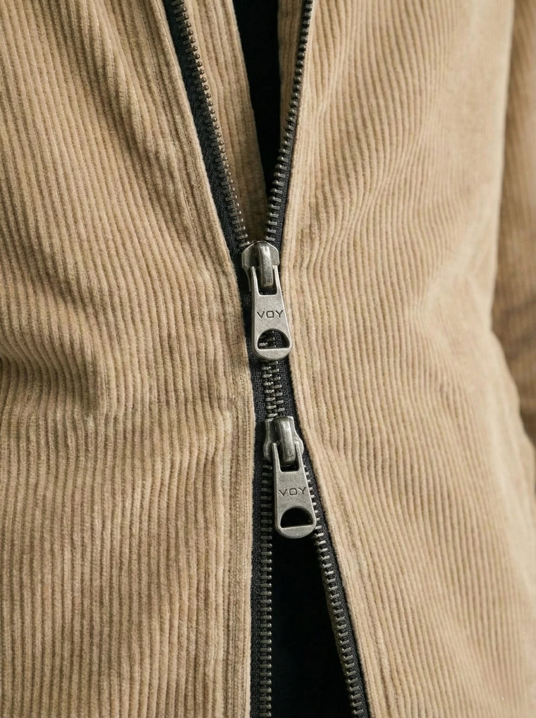 BEIGE VELVET TOUCH CORDUROY ZIP W26