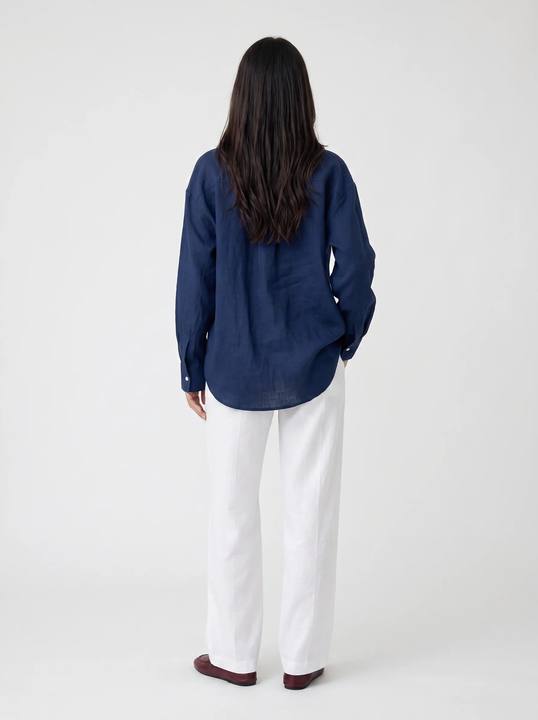 MIDNIGHT SAIL RELAXED FIT 100% PURE LINEN SHIRT S27