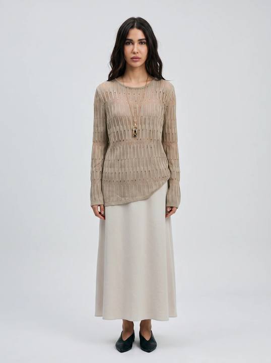 SANDSTONE OPEN-KNIT SWEATER S27
