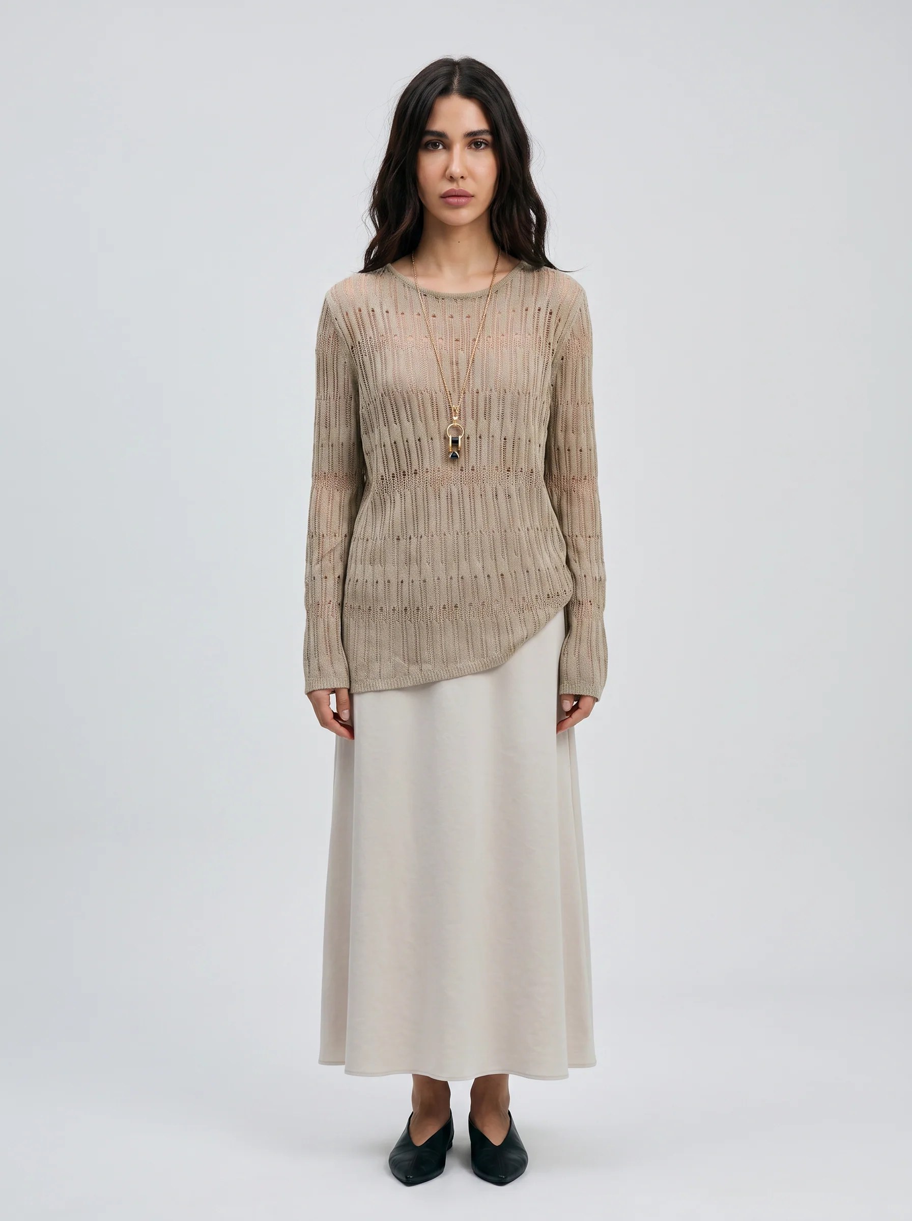 SANDSTONE OPEN-KNIT SWEATER S27