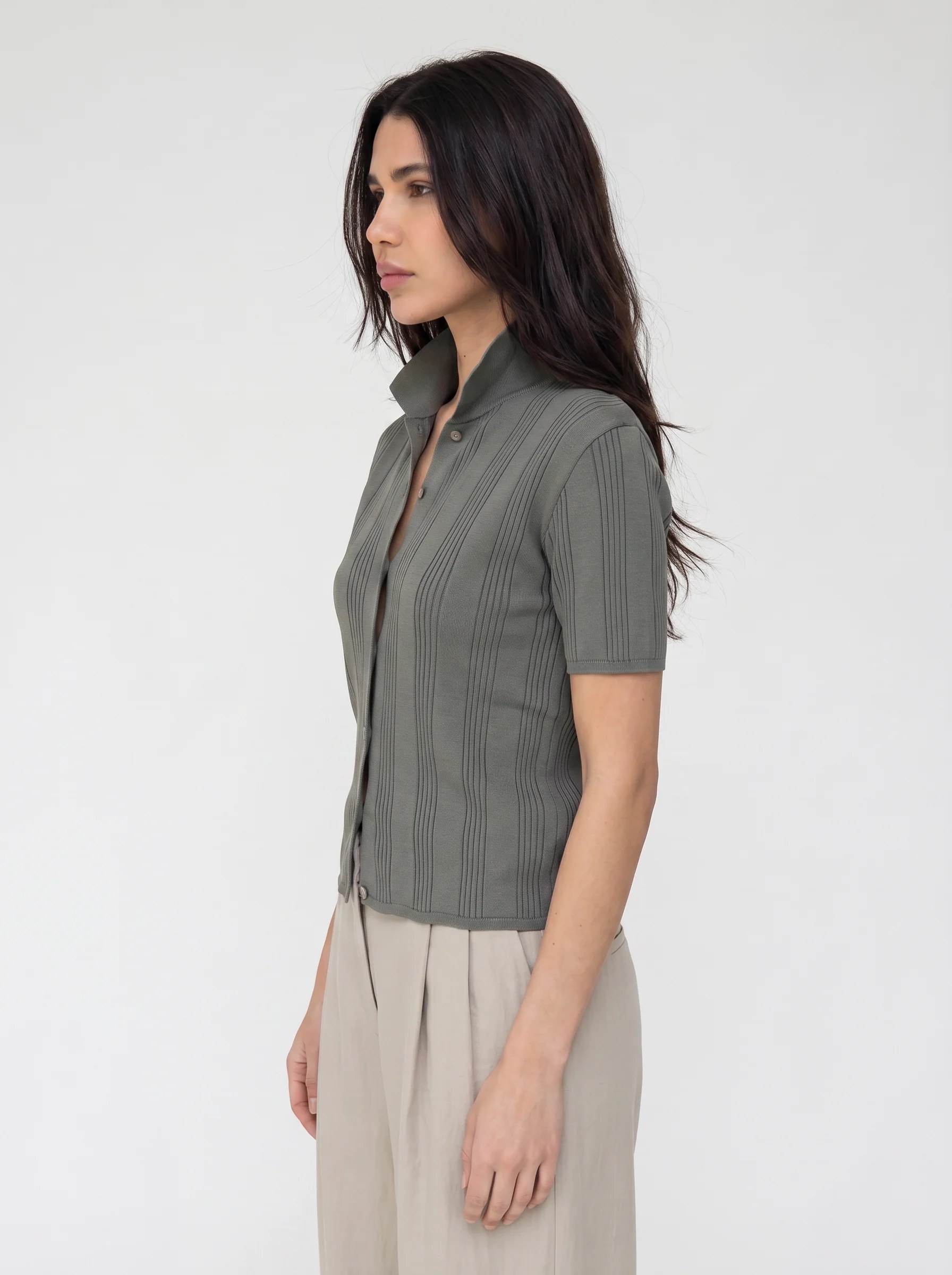 STONE MIST TEXTURED KNIT SHIRT S27