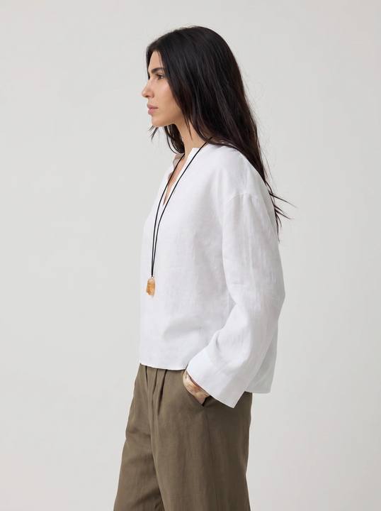 PURE WHITE 100% PURE LINEN BLOUSE S27