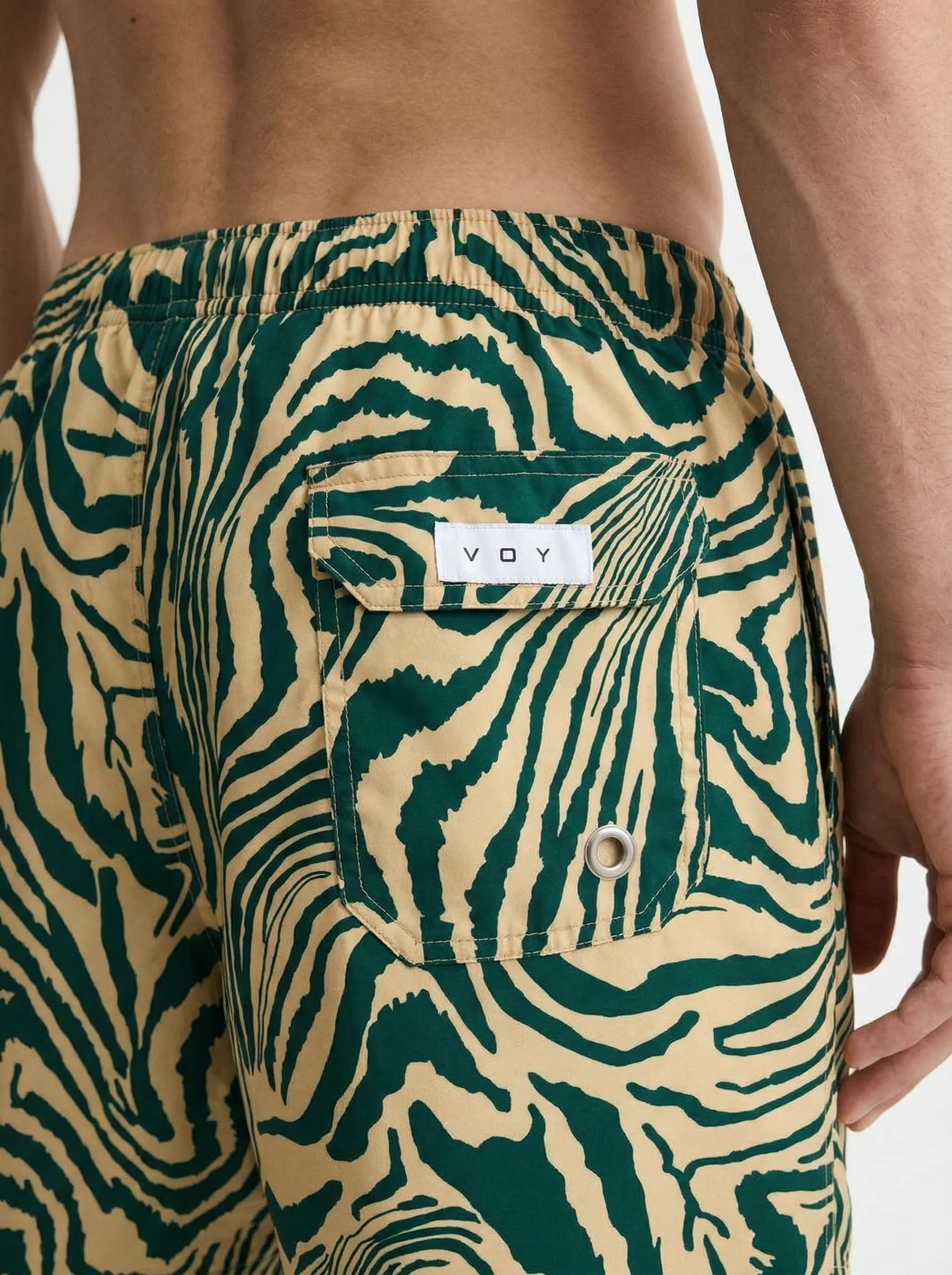 FOREST WAVE ABSTRACT PRINT RELAXED SWIM TRUNK S27