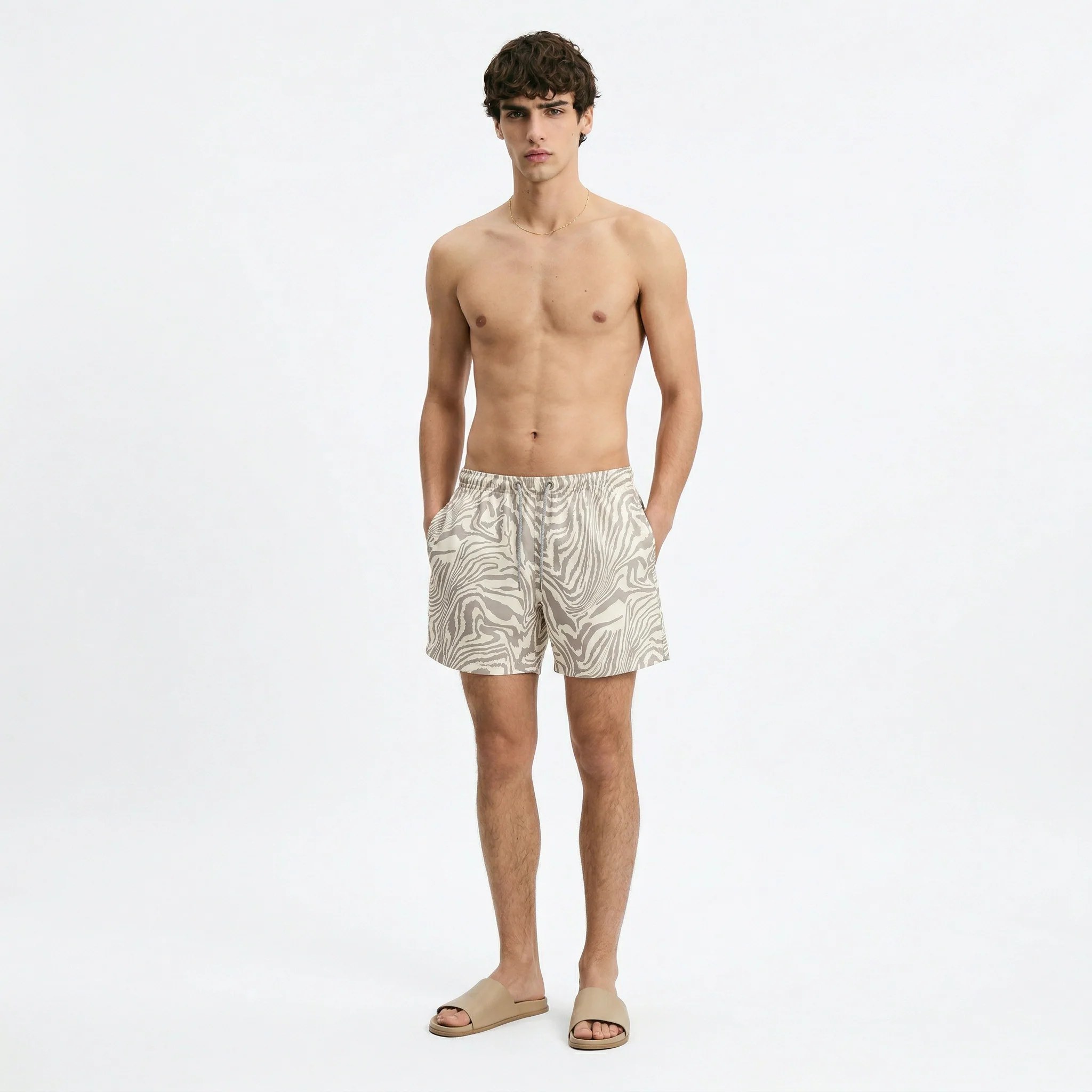 DESERT WAVE ABSTRACT PRINT RELAXED SWIM TRUNK S27