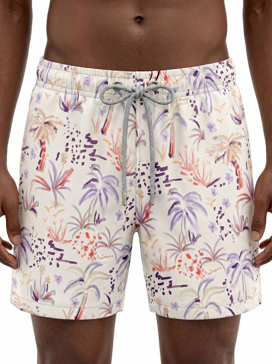 PASTEL PALM ABSTRACT PRINT RELAXED SWIM TRUNK S27