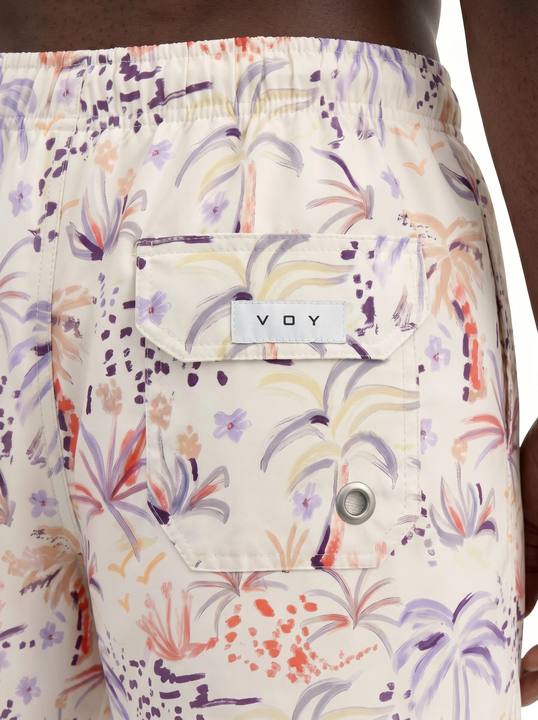 PASTEL PALM ABSTRACT PRINT RELAXED SWIM TRUNK S27