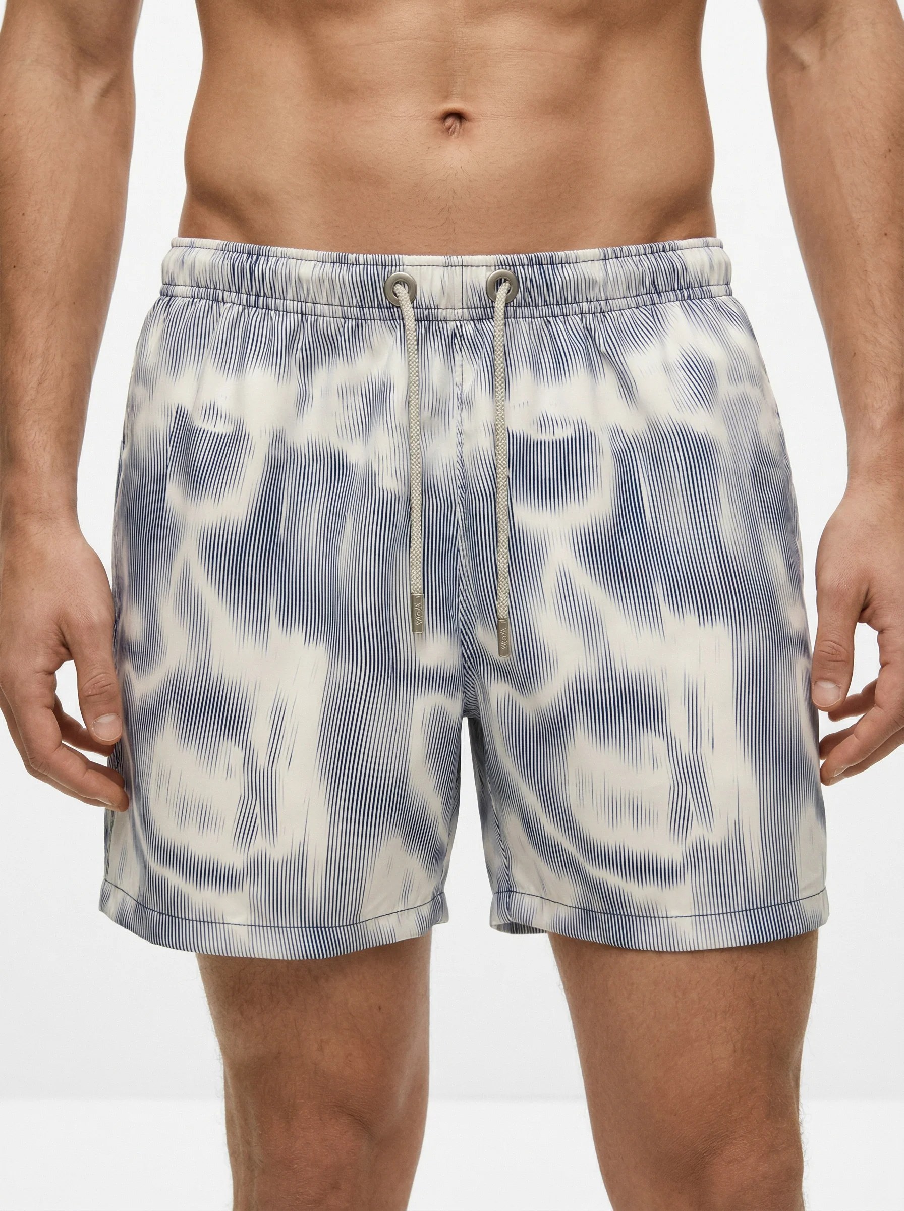 SBLUE WAVE STRIPE ABSTRACT PRINT RELAXED SWIM TRUNK S27