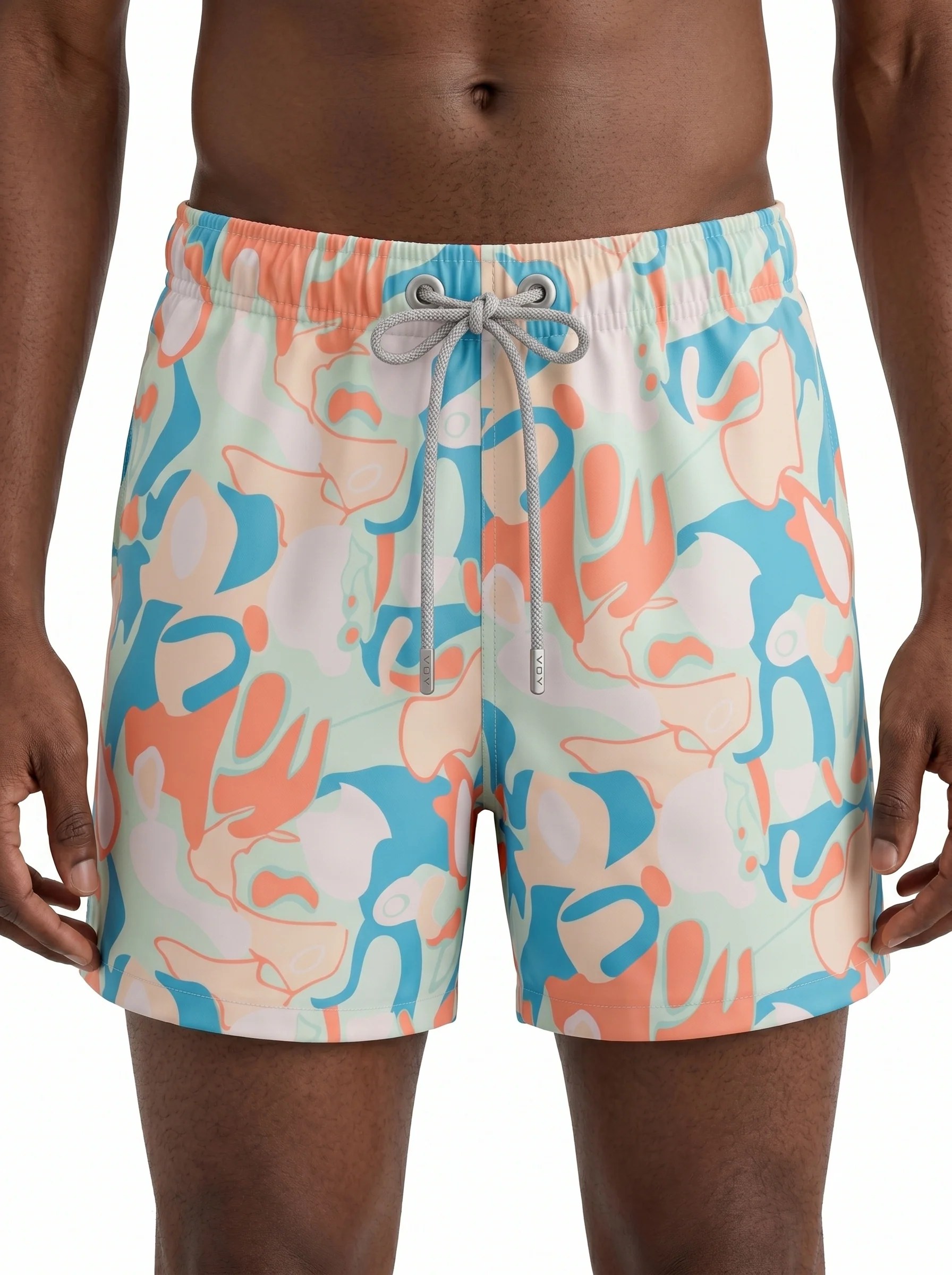CORAL SPLASH ABSTRACT PRINT RELAXED SWIM TRUNK S27