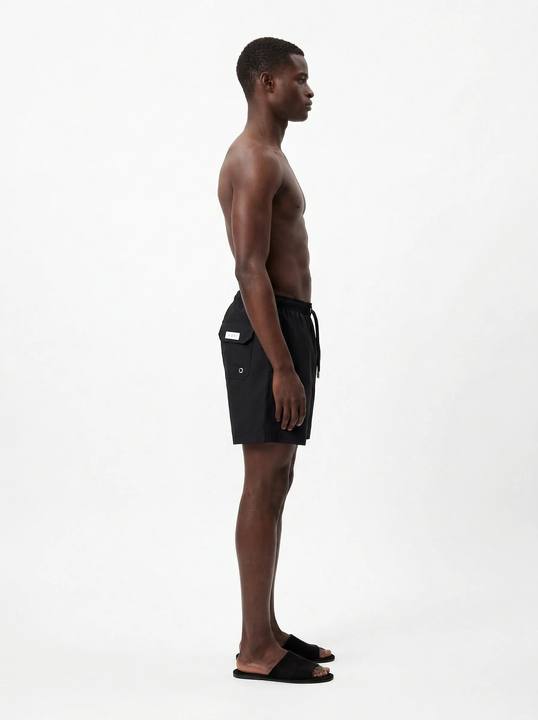 BLACK SOLID BASIC RELAXED SWIM TRUNK S27
