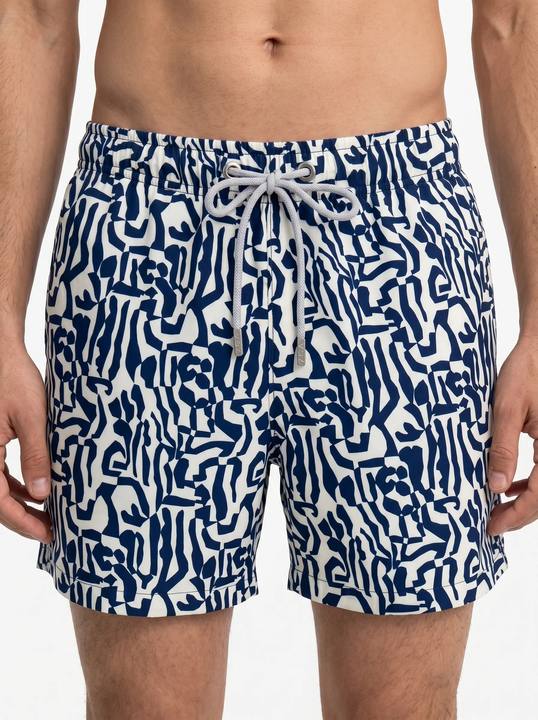 INDIGO MAZE ABSTRACT PRINT RELAXED SWIM TRUNK S27