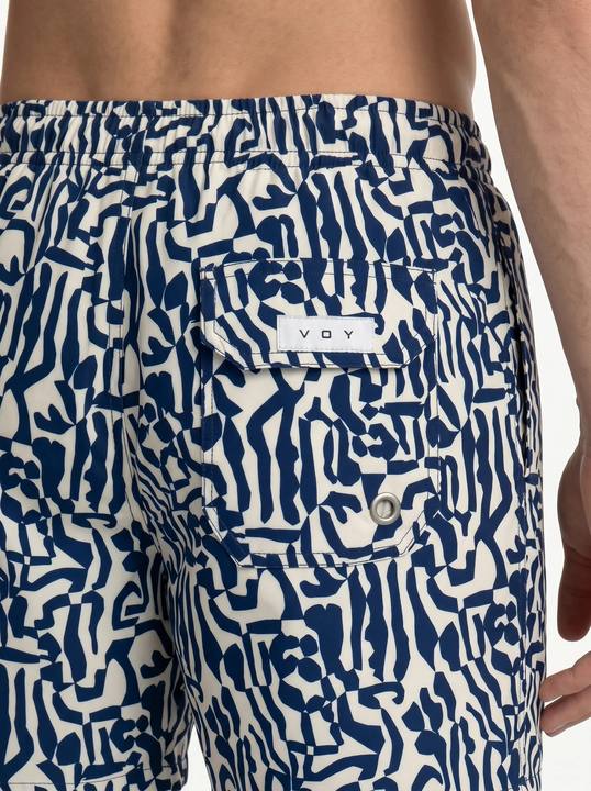 INDIGO MAZE ABSTRACT PRINT RELAXED SWIM TRUNK S27